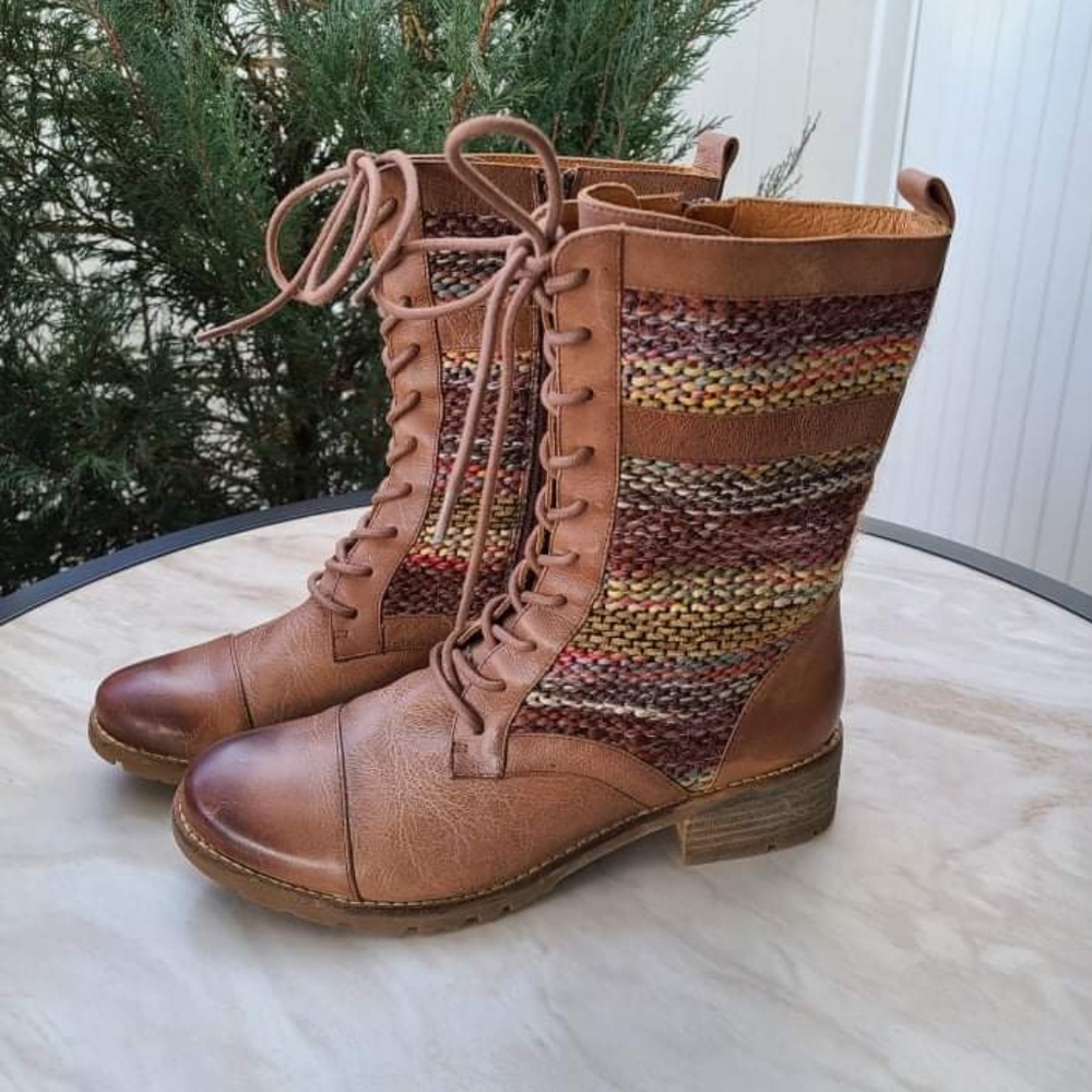 Sofft Avery SZ 8.5 Flat Leather Sweater Combat Boots